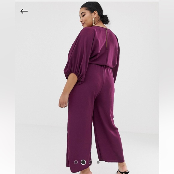 ASOS Design Curve Kimono Sleeve Jumpsuit with Wrap and Culottes Leg- Size 18 US - Picture 4 of 6